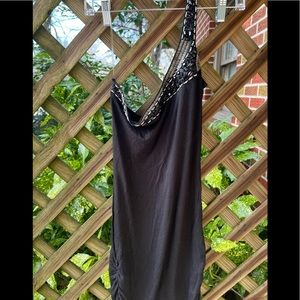 One shoulder black dress